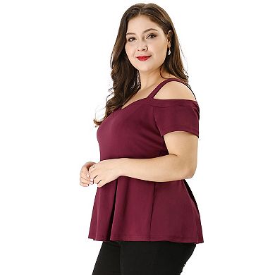 Women's Plus Size Off Shoulder Summer Fashion Babydoll Blouse