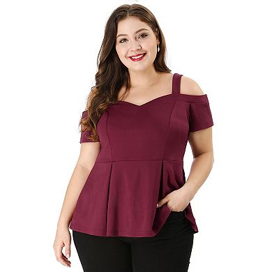 Women's Plus Size Off Shoulder Summer Fashion Babydoll Blouse