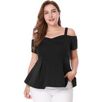 Women's Plus Size Off Shoulder Summer Fashion Babydoll Blouse