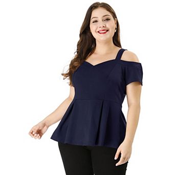 Women's Plus Size Off Shoulder Summer Fashion Babydoll Blouse