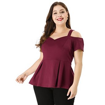 Women's Plus Size Off Shoulder Summer Fashion Babydoll Blouse