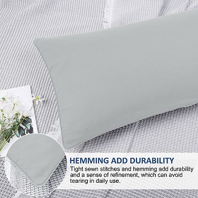 Soft Breathable Delicate Piping Pillow Covers with Zipper Closure Body 20" x 54"