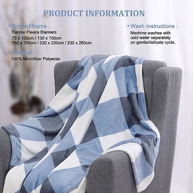 Plaid Buffalo Checker Christmas Blanket Soft Plush Fleece for Sofa Bed Twin 60"x78"