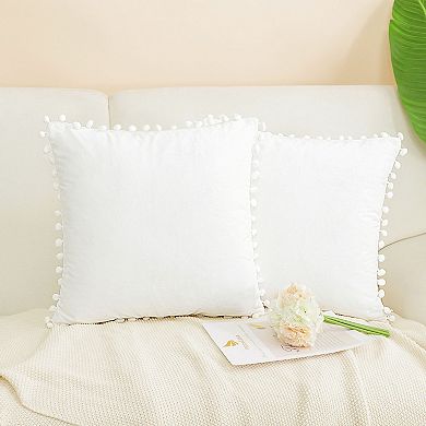 2 Pcs Throw Cushion Pillow Covers Square Solid Soft for Sofa Couch Bedroom Car 18"x18"