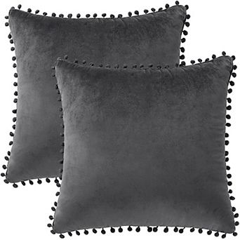 2 pc Throw Cushion Pillow Covers Square Solid Soft for Sofa Couch Bedroom Car 18"x18"
