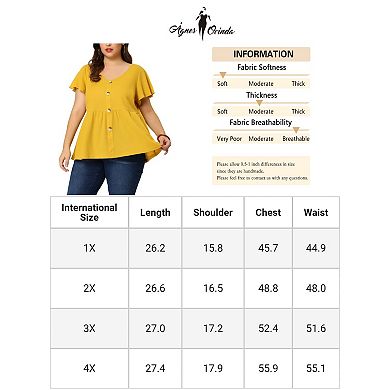 Women's Plus Size Tops Button Front Shirts Peplum Top