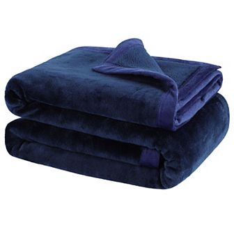 Lightweight Solid Print Bed Blanket Plush Microfiber Soft Blanket 1 pc Throw 50"x60"