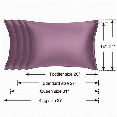 Set of 2 Travel Satin Pillowcases with Zipper Closure King 20" x 36"