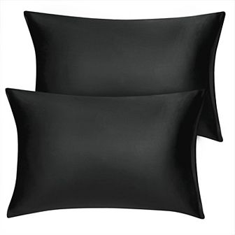 Set of 2 Travel Satin Pillowcases with Zipper Closure King 20" x 36"