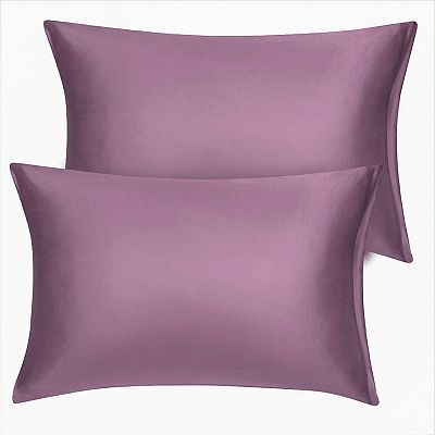 Set of 2 Travel Satin Pillowcases with Zipper Closure King 20 x 36