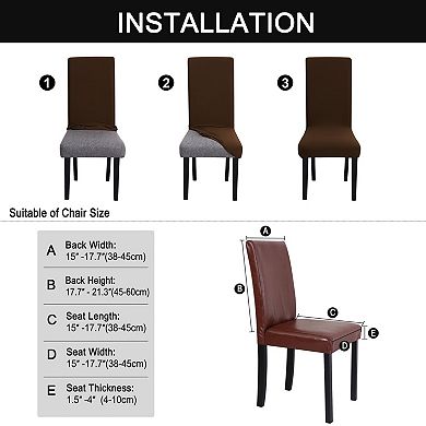 4pcs Washable Stretch Chair Cover Removable Seat Protectors For Dining Room