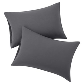 2 pc Brushed Pillowcases Washed Microfiber Envelope Closure Queen 20"x30"