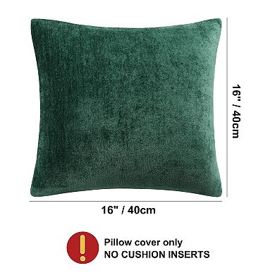 Set of 2 Chenille Throw Pillow Covers Water Repellent 16"x16"
