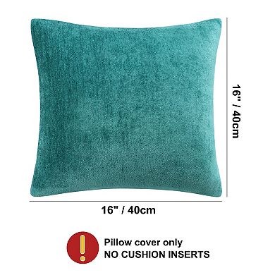 Set of 2 Chenille Throw Pillow Covers Water Repellent 16"x16"