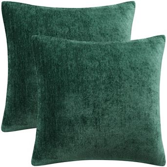 Set of 2 Chenille Throw Pillow Covers Water Repellent 16"x16"