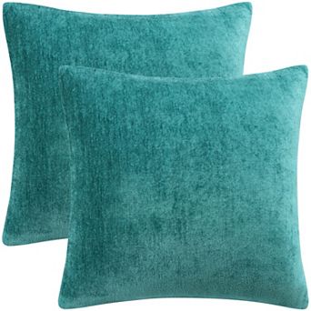 Set of 2 Chenille Throw Pillow Covers Water Repellent 16"x16"