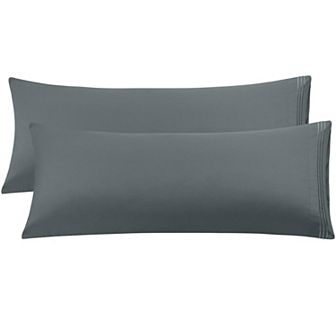 Microfiber Body Pillowcases 2 pc Embroidery Zipper Closure Body 20"x48"