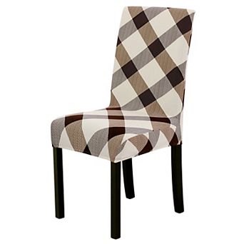 Dining Room Removable Washable Seat Chair Cover Protector Plaid Pattern