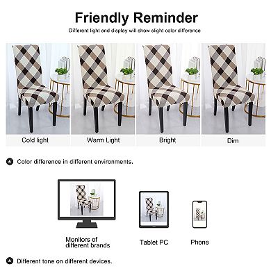 Dining Room Removable Washable Seat Chair Cover Protector Plaid Pattern
