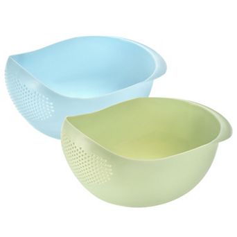 Kitchen Rice Washing Strainer Fruit Vegetable Drain Basket 2 pc