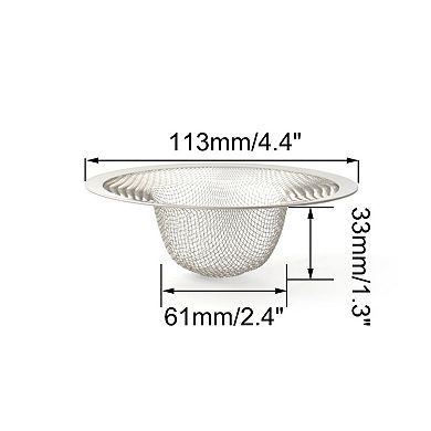 Washroom Bathroom 4.4 Inch Diameter Stainless Steel Mesh Sink Strainer Silver Tone