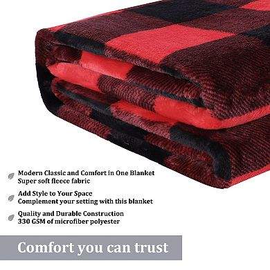 Plaid Flannel Fleece Buffalo Soft Plush Blankets Throw 50"x60"