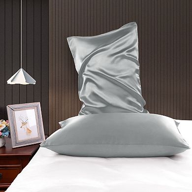 Luxury Satin Pillowcases for Skin Set of 2, Zipper Closure Standard 20"x26"