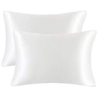 Luxury Satin Pillowcases for Skin Set of 2, Zipper Closure Standard 20"x26"