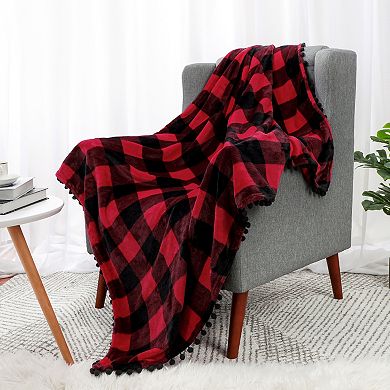 Plaid Buffalo Checker Christmas 50" x 60" Sofa Bed Blanket Soft Plush Fleece