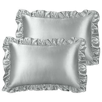 Retro Satin Ruffle Pillowcases, Envelope Closure Set of 2 Standard 20" x 26"