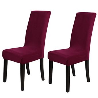 2 pc Velvet Plush Chair Covers Stretch Spandex Seat Slipcovers