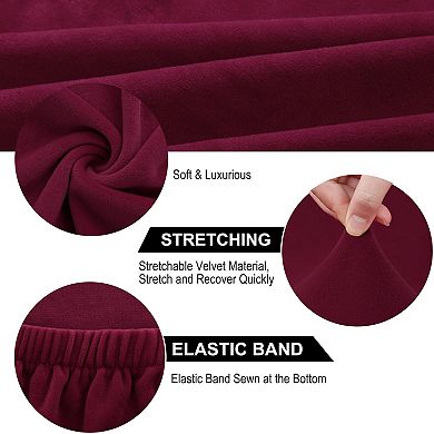 2Pcs Velvet Plush Chair Covers Stretch Spandex Seat Slipcovers