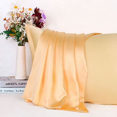 Luxury Satin Pillowcases for Skin Set of 2, Zipper Closure King 20"x36"