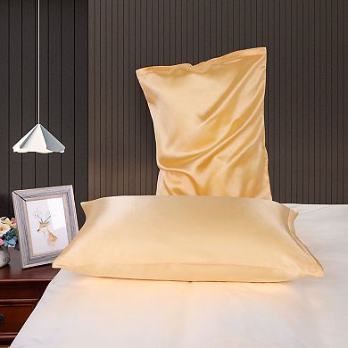 Luxury Satin Pillowcases for Skin Set of 2, Zipper Closure King 20"x36"