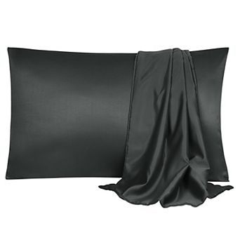 2 pc Soft Silk Satin Pillowcases for Hair and Skin with Envelope Travel 14"x20"
