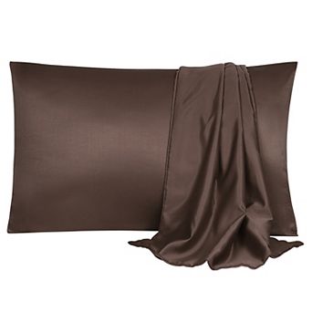 2 pc Soft Silk Satin Pillowcases for Hair and Skin with Envelope Travel 14"x20"