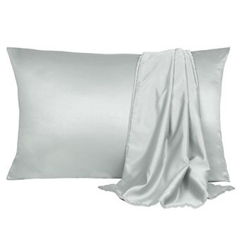 2 pc Soft Silk Satin Pillowcases for Hair and Skin with Envelope Travel 14"x20"