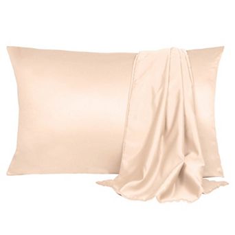 2 pc Soft Silk Satin Pillowcases for Hair and Skin with Envelope Travel 14"x20"
