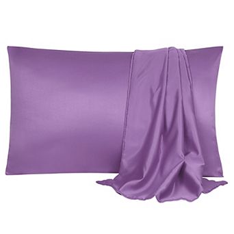 2 pc Soft Silk Satin Pillowcases for Hair and Skin with Envelope Travel 14"x20"