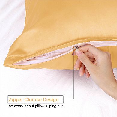 2PCS Soft Silky Satin Pillow Cases Covers Travel 14"x20"
