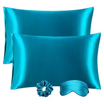 Satin Enveloped Pillowcase with Eye Mask & Scrunchie 2 pc Queen 20" x 30"