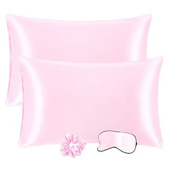 Satin Enveloped Pillowcase with Eye Mask & Scrunchie 2 pc Queen 20" x 30"
