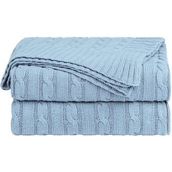 100% Cotton Cable Knit Throw Bed Blanket 1 pc Throw 50"x60"