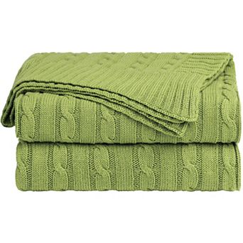 100% Cotton Cable Knit Throw Bed Blanket 1 pc Throw 50"x60"