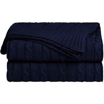 100% Cotton Cable Knit Throw Bed Blanket 1 pc Throw 50"x60"