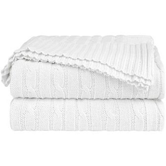 100% Cotton Cable Knit Throw Bed Blanket 1 pc Throw 50"x60"