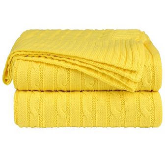 100% Cotton Cable Knit Throw Bed Blanket 1 pc Throw 50"x60"