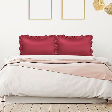 2PCS Satin Silk Pillow Cases Cover Housewife Cushion Queen 20"x30"