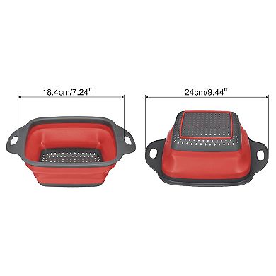 Collapsible Colander, Silicone Square Foldable Strainer with Handle, Small