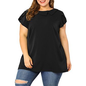 Women's Plus Size Summer Solid Cap Short Sleeve Chiffon Blouse